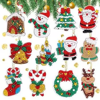 1 компл. Рождественский брелок с бриллиантовой картиной, простой в эксплуатации, изысканный узор, брелок «сделай сам», для праздничной вечеринки Sets