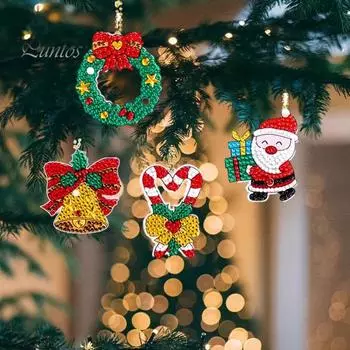1 компл. Рождественский брелок с бриллиантовой картиной, простой в эксплуатации, изысканный узор, брелок «сделай сам», для праздничной вечеринки Sets