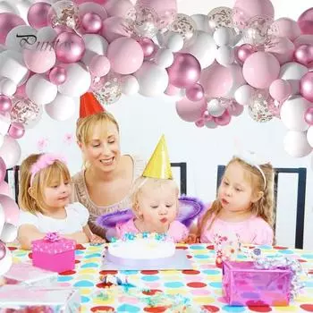 1 компл., розовый комплект арки из воздушных шаров, 104 комплекта воздушных шаров, комплект гирлянды «сделай сам», декор с блестками, латексные шары, украшения для свадебной вечеринки 1 Set