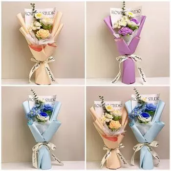 1 компл. ручной работы, свадебная вечеринка, День святого Валентина, вязаные крючком цветы, украшение для дома, искусственный букет роз синий