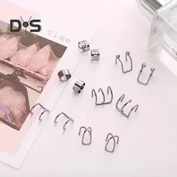 1 компл. серьги-каффы для женщин, серьги-кольца без пирсинга, сверкающие серьги-клипсы, гипоаллергенные серьги-кольца для женщин, подарки для девочек-подростков чёрный