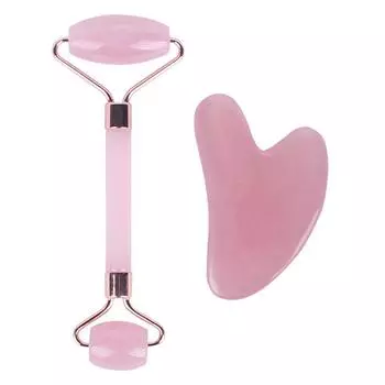 1 компл., скребок Гуа Ша, спа-массажер, роликовый ролик для шеи с пчелиным воском, подтяжка лица, средство для удаления морщин, шейный массаж, скребковые таблетки, набор скребков розовый