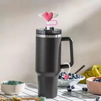 1 компл. соломенная крышка для чашки, подвеска из искусственного жемчуга, цепочка с сердечками и крыльями, стакан для воды, кружка с ручкой, украшение из соломы красный