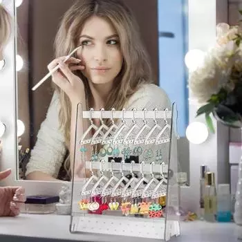 1 компл. стеллаж для хранения ювелирных изделий, прочный акриловый держатель для сережек, удобная подставка для ювелирных изделий, органайзер для дома прозрачный