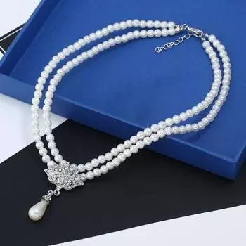 1 компл., свадебное ожерелье, серьги, двухслойные ювелирные изделия из искусственного жемчуга, регулируемые долговечные серьги-гвоздики, ожерелье для свадьбы белый