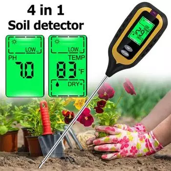 1 компл. тестер почвы, высокоточный цифровой дисплей 4 в 1, тестер температуры почвы, влажности, освещенности, PH для домашнего использования