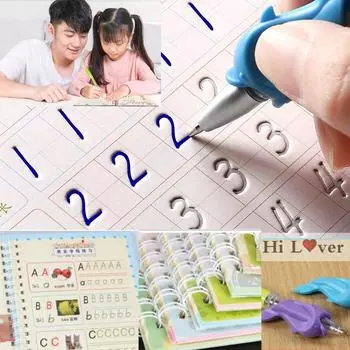 Набор для выработки почерка у детей, тетрадь многоразовая + авторучка с насадкой + 3 стержня Painting