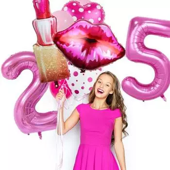 1 компл. воздушные шары с цифрами, помада для губ, в форме сердца, розовые герметичные многоразовые женские воздушные шары для дня рождения, девичника, украшения вечеринки 10