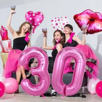 1 компл. воздушные шары с цифрами, помада для губ, в форме сердца, розовые герметичные многоразовые женские воздушные шары для дня рождения, девичника, украшения вечеринки 1