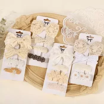 1 компл., заколки для волос с кружевным бантом, BB, челка для девочек, заколки для волос с цветком, яркие цвета, заколки для волос с каплями воды в форме свежей ромашки для детей