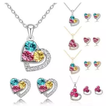 1 компл. женский комплект ювелирных изделий блестящие красочные полные стразы геометрический сверкающий декоративный подарок на годовщину