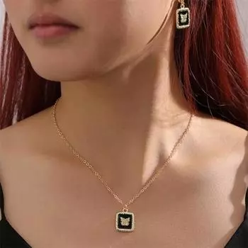 1 компл. женское ожерелье, серьги, подвеска в виде бабочки, регулируемая длина, серьги с рычагом, сплав, ожерелье для выпускного вечера, висячие серьги, женский комплект ювелирных изделий