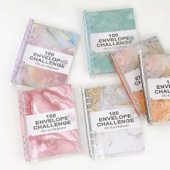 1 комплект 100 дней 100 конвертов вызов мраморный узор с отрывными листами сбережений блокнот экономия денег переплет наличные бюджет хранение книга подарок синий