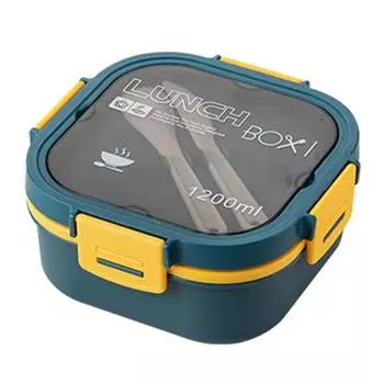 1 комплект, 1200/1700 мл ланч-бокс с ложкой, вилкой и сеткой, двухслойная микроволновая печь для хранения продуктов M синий