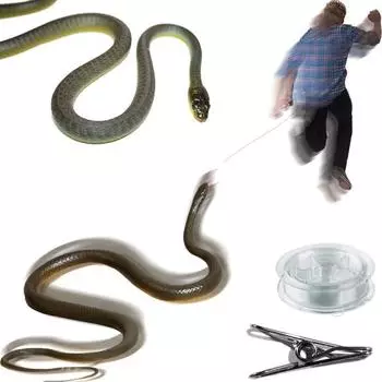 1 комплект, 120 см, игрушка для розыгрыша в виде змеи с 20-метровым зажимом для прозрачной линии, имитация резиновой змеи на веревке, дразнящая друзей, хитрый реквизит, дети, взрослые, кляп для Хэллоуина A