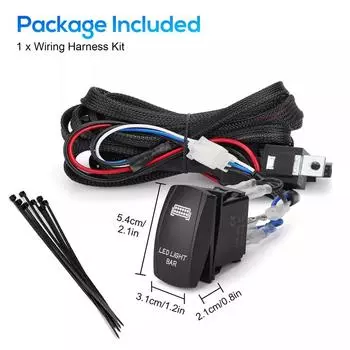 1 комплект 12 В светодиодная рабочая панель с лазерным переключателем, комплект жгута проводов, реле 40 А, набор предохранителей, 3-контактные кабели, адаптеры, розетки, автомобильные аксессуары чёрный