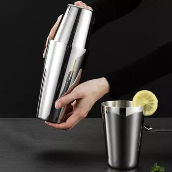 1 комплект, 1370 мл, шейкер для коктейлей, герметичный шейкер для вина из нержавеющей стали, двухсекционный миксер для напитков, инструмент для кухонного бара серебряный