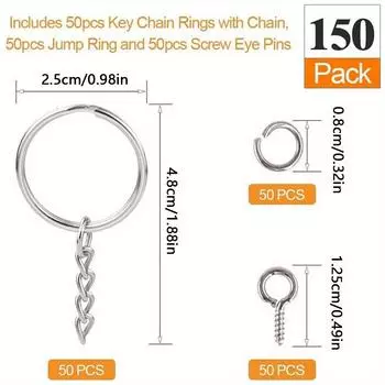 1 комплект/150 шт. комплект фурнитуры для брелоков - универсальный для проектов по изготовлению брелоков для поделок и ювелирных изделий 150pcs