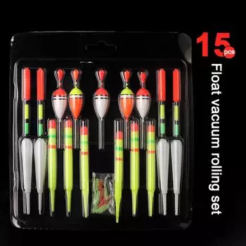 1 комплект (15 штук) Поплавок, рыболовные снасти, рыболовные инструменты, рыболовные принадлежности и аксессуары