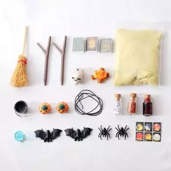 1 комплект 1:12 полезных игрушек для кукольного домика с высоким уменьшением и переноской на восток на Хэллоуин, миниатюрная летучая мышь, череп, голова, метла, декор для микроландшафта