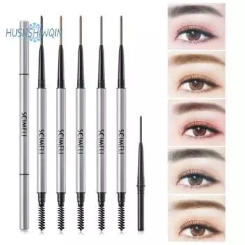 1 комплект 1,5 мм карандаш для бровей со сменной кистью, ультратонкий наконечник, стойкий к поту, профессиональный водонепроницаемый микрокарандаш для бровей хаки