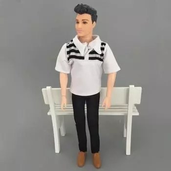 1 комплект, 1/6 одежда для мальчиков, кукла Кен, белая полосатая рубашка и брюки, брюки, одежда для бойфренда Барби, кукла Кена, принца, игрушка белый