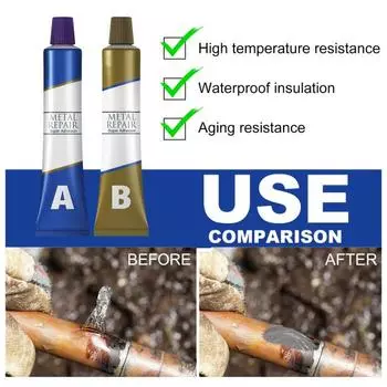1 комплект, 20 г/50 г/100 г клей для ремонта металла, быстросохнущий, сильная липкость, термостойкий, устойчивый к старению, водонепроницаемый AB, ремонтный клей для металла, чугуна 20g