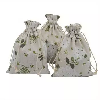 1 комплект/20 шт. печатных сумок с завязками, праздничные мешочки для конфет, многоразовые мешочки для украшений на День святого Валентина, упаковка для свадебных вечеринок и поделок своими руками (зеленый лист) Pack of 20