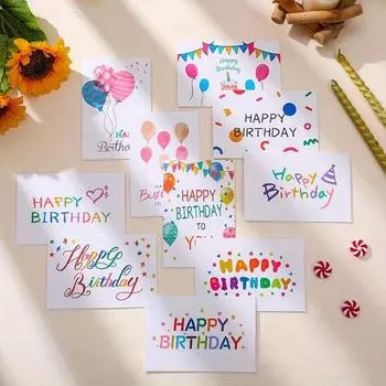 1 комплект/20 шт. поздравительных открыток на день рождения, простые пожелания на английском языке с днем рождения, 10 поздравительных открыток, 10 конвертов, открытки для украшения вечеринки 20pcs