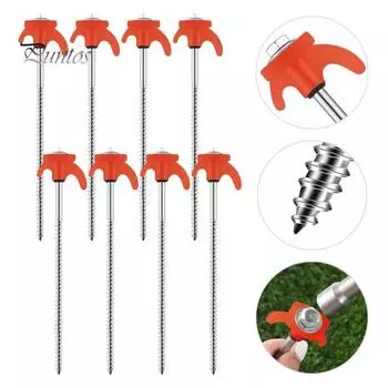 1 комплект 20 см ввинчивающихся колышков для палатки с сумкой для хранения съемника, прочный стальной ветрозащитный колышек для наружной палатки, шестигранный колышек для кемпинговой палатки Sets