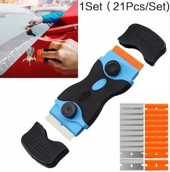 1 комплект (21 шт./компл.) Бритвенный скребок с двойными краями, лезвие для тонирования окон, инструмент для удаления виниловой наклейки Stonego YSL