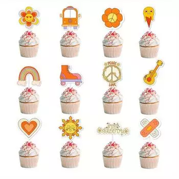 1 комплект/24 шт. милые флажки для вставок в кексы, одноразовые украшения для кексов своими руками, подходят для семейных посиделок, украшений на день рождения 24pcs