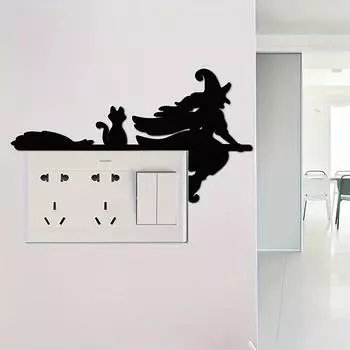 1 комплект/2 шт. Хэллоуин 3D трехмерная акриловая зеркальная наклейка с изображением ведьмы на метле, настенная декоративная наклейка для двери переключателя Pack of 2
