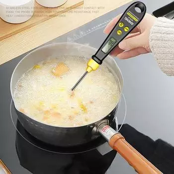 1 комплект 2-в-1 многофункциональные весы-ложки с ЖК-дисплеем, точный зонд из нержавеющей стали, измерительные весы для твердых жидких ингредиентов, термометр для кухни чёрный