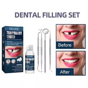 1 комплект 30 мл ПЭ материала заполнения зубов материалы с серповидным инструментом для чистки практичный ложный твердый клей