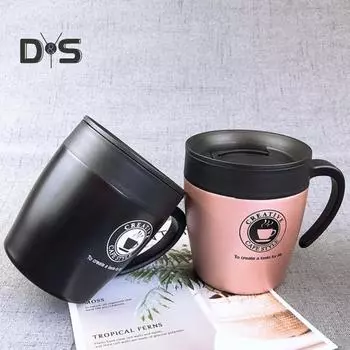 1 комплект, 330 мл, кофейная кружка с простым узором, нержавеющая, прочная, изоляционная, студенческая чашка для воды 330ml белый