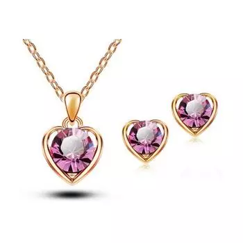 1 комплект/3 шт. (Колье + Серьги) Комплект украшений, комплект из двух предметов Crystal Love Crystal Zircon, комплект из бриллиантового ожерелья и серег-гвоздиков