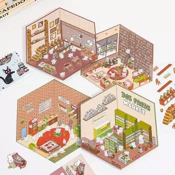 1 комплект 3D-наклеек для декора домика своими руками, трехмерные наклейки с изображением животных из мультфильмов, наклейки для детей, наклейка для украшения счета своими руками A2