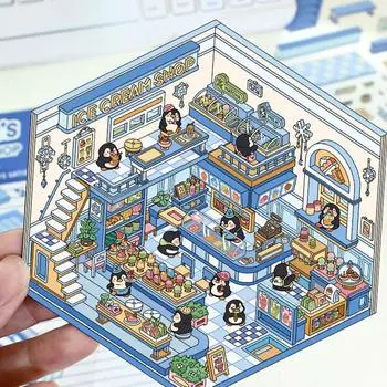 1 комплект 3D-наклеек для сделай сам, сцена из домика, трехмерные милые мультяшные детские наклейки, сделай сам, наклейки для счета, подарки