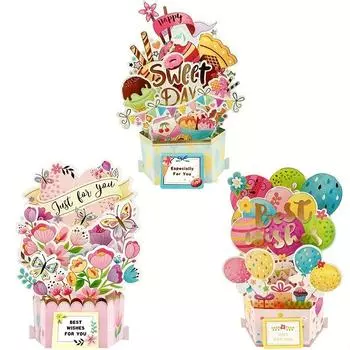 1 комплект, 3D-открытка ко Дню рождения детей, украшение в виде бумажной скульптуры, открытка на День благодарения, сад, воздушный шар, еда A