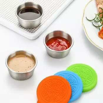 1 комплект, 40 мл чашка для соуса с силиконовой крышкой, хорошая герметичность, герметичный портативный контейнер для пикника и салата, ежедневное использование синий