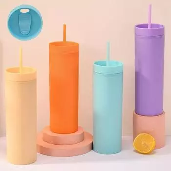 1 комплект, 450 мл, цветной пластиковый стакан, соломинка с защитой от капель, двухслойная соломенная чашка для кофе, сока белый