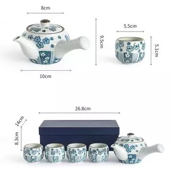 1 комплект, 4 чайные чашки и 1 чайник, керамический чайный сервиз, чайник с цветочным принтом, домашний креативный чайник с ручкой, керамические многоразовые чашки для домашнего декора fanying