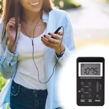 1 комплект, 500 мАч, цифровое радио с наушниками, шнурок, ЖК-дисплей, четкий прием, стереозвук, высокая чувствительность, многофункциональный перезаряжаемый мини-карман серебряный