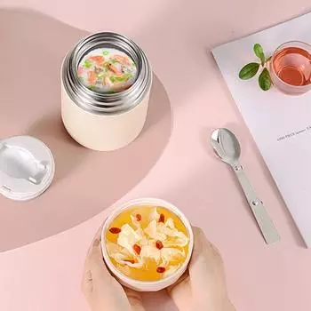 1 комплект, 500 мл/850 мл/1050 мл изоляционный горшок с ложкой, портативный изолированный пищевой контейнер большой емкости для улицы S белый