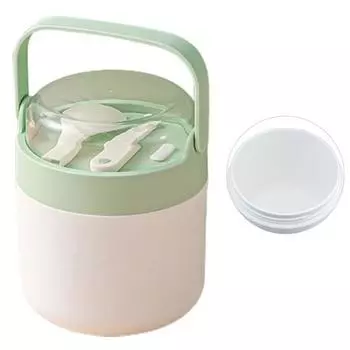 1 комплект, 530/560 мл ланч-бокс с ручкой, встроенные столовые приборы, герметичная вакуумная колба, изолированная чашка для супа A зелёный