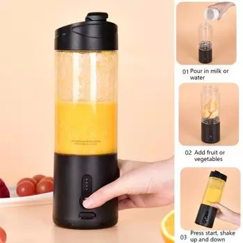 1 комплект, 530 мл, электрическая соковыжималка, пищевая 6 лезвий, мощный портативный беспроводной миксер для фруктов, кухонные принадлежности чёрный