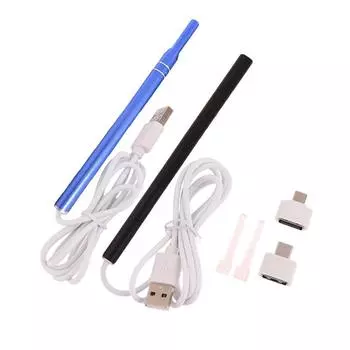 1 комплект, 5,5 мм, умный визуальный эндоскоп, ложка для чистки ушей, камера, отоскоп, инструмент для удаления ушной серы чёрный