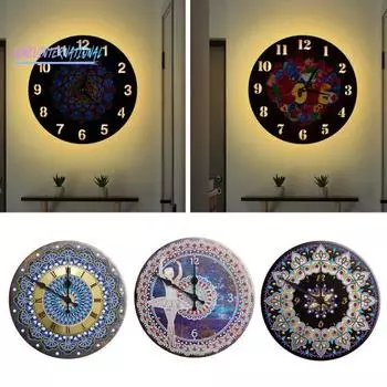 1 комплект 5D алмазная живопись специальной формы, набор часов, сделай сам, искусственный алмаз, вышивка крестиком, настенные часы, искусственный алмаз, художественные ремесленные проекты, Рождественский подарок 30x30cm темно-фиолетового