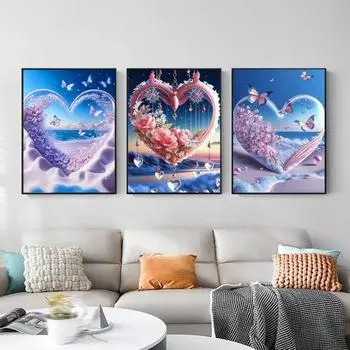 1 комплект 5D DIY комплект алмазной живописи творческий цветок сердце бабочка узор горный хрусталь картина ремесло для домашнего декора A